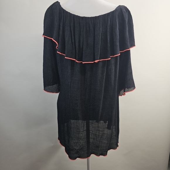 Est.1946 black with pink trim Peasant blouse. Size 18/20W - Picture 1 of 7